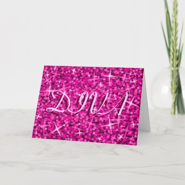 Glitz Pink 'DIVA' 'Happy Birthday' card (Front)