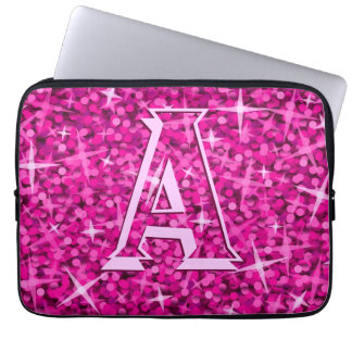 Glitz Pink 'monogram' laptop sleeve 13 inch