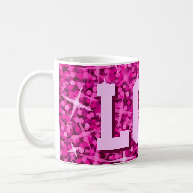 Glitz Pink print mug 'LOL!' (Left)