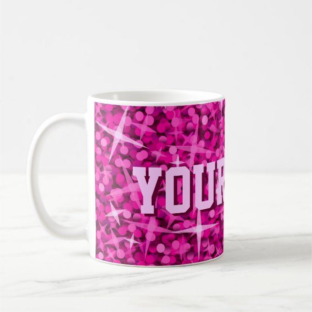 Glitz Pink print mug 'your text' (Left)