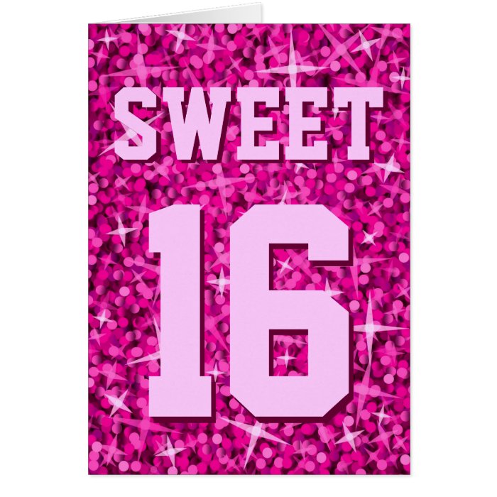 Glitz Pink 'Sweet 16' 'Happy Birthday' card