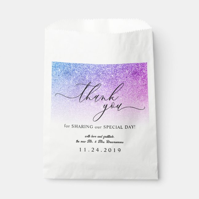 Glitz Pink Teal Formal Minimalist Wedding Favor Bag