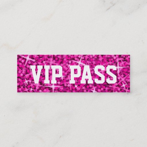 Customizable Glitz Pink 'VIP PASS' business card skinny