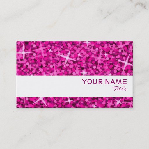 Customizable Glitz Pink white stripe business card template