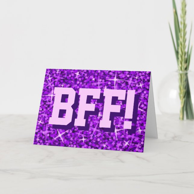 Glitz Purple 'BFF!' 'Happy Birthday' card (Front)