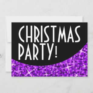 Glitz Purple black curve 'Christmas Party' Invitation