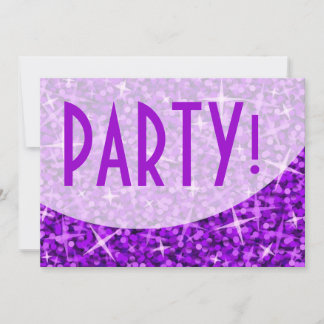 Glitz Purple curve 'Party!' invitation