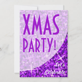 Glitz Purple curve "Xmas Party!" invitation