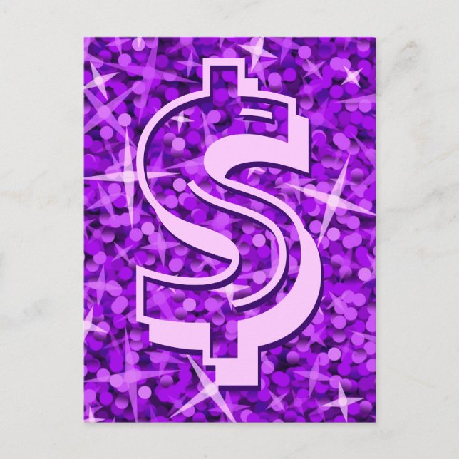 Glitz Purple dollar '$' postcard (Front)
