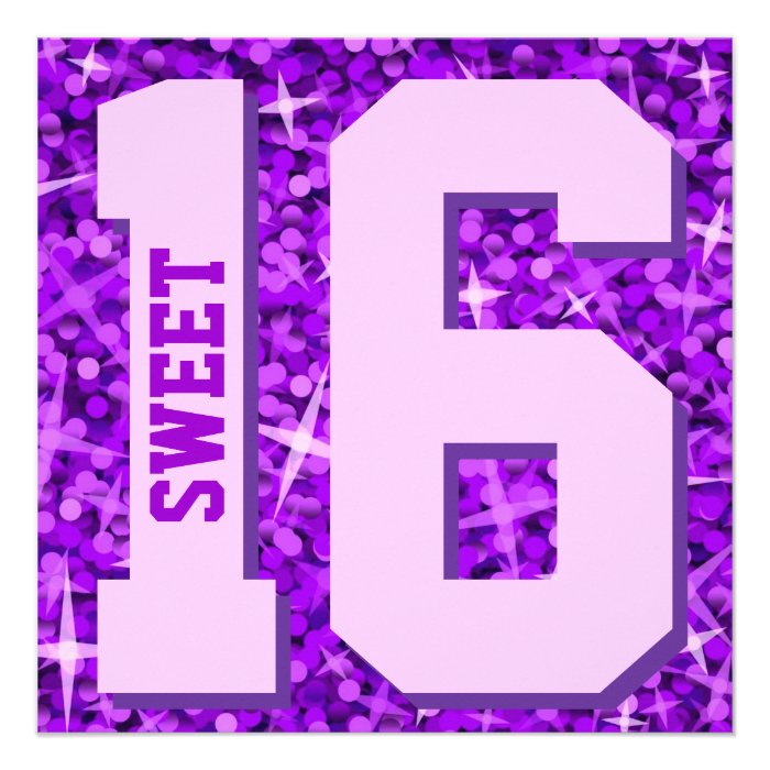 Glitz Purple 'Sweet 16' invitation square