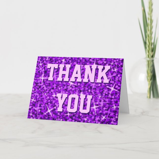 Glitz Purple 'Thank You' 'Your Text' card (Front)