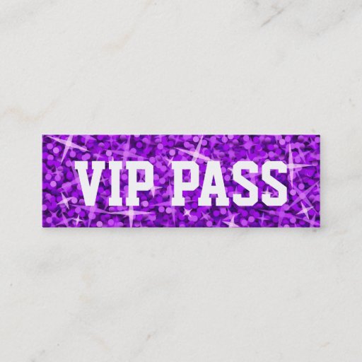Customizable Glitz Purple 'VIP PASS' business card skinny