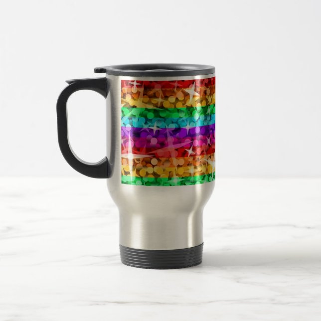 Glitz Rainbow travel/commuter mug (Left)