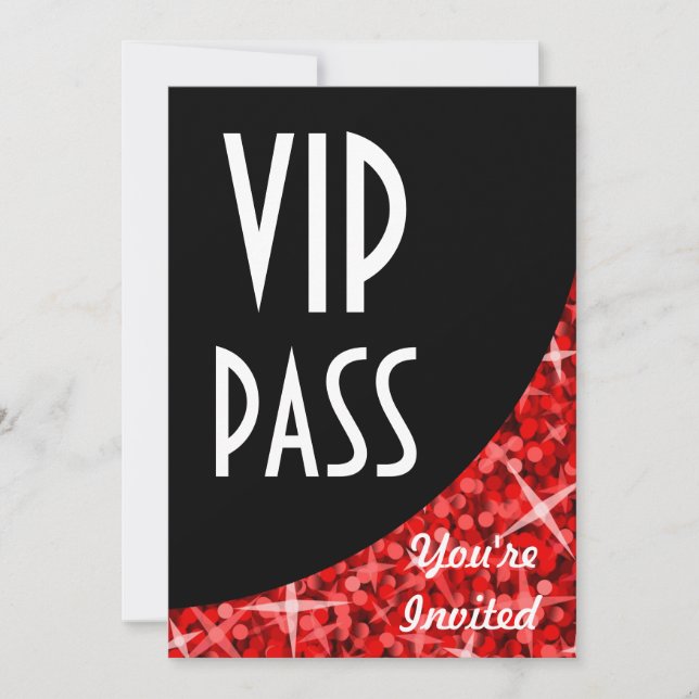 Glitz Red black curve "VIP Pass" invitation (Front)
