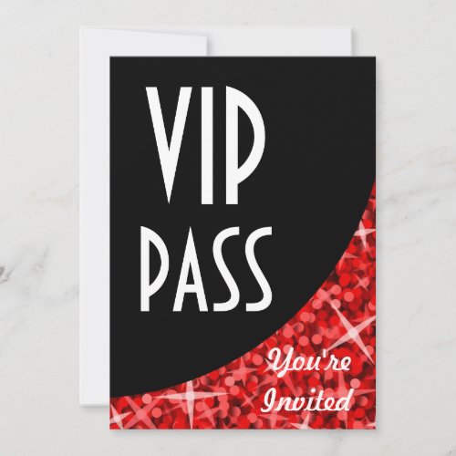 Glitz Red black curve "VIP Pass" invitation