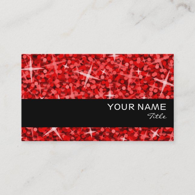 Glitz Red Black stripe business card template (Front)