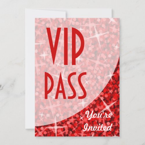 Glitz Red curve "VIP Pass" invitation