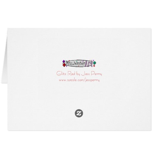 Glitz Red 'Happy Birthday' ribbon text card (Back Horizontal)