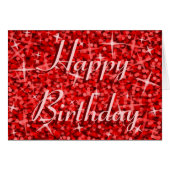 Glitz Red 'Happy Birthday' ribbon text card (Front Horizontal)