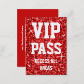 Glitz Red 'VIP PASS' business card chubby (Front/Back)