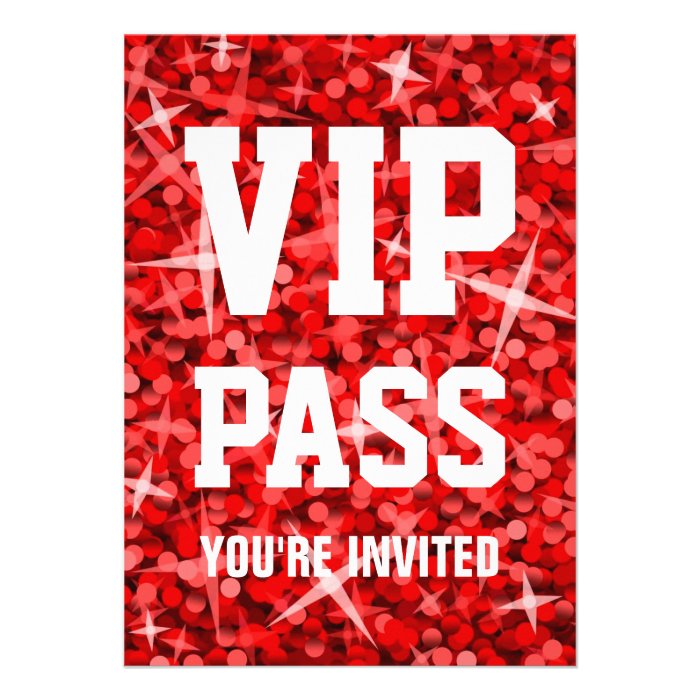 Glitz Red 'VIP PASS' invitation