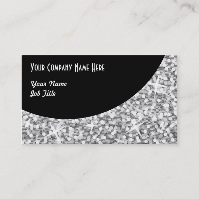 Glitz "Silver" Black Curve business card template (Front)