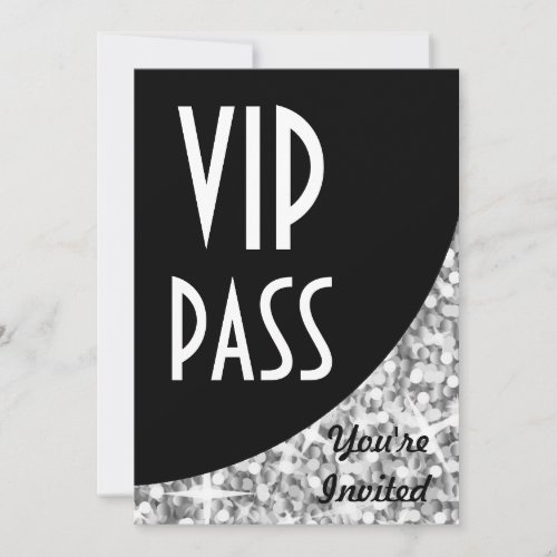 Glitz "Silver" black curve "VIP Pass" invitation