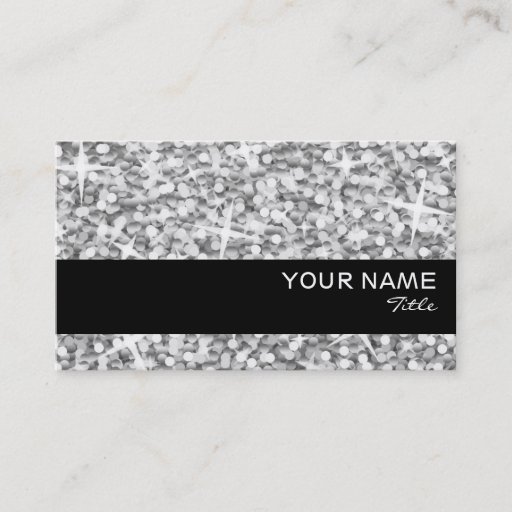 Customizable Glitz "Silver" Black stripe business card template