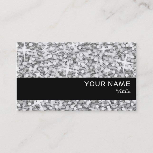 Glitz "Silver" Black stripe business card template (Front)