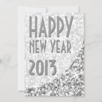 Glitz "Silver" curve "Happy New Year" invitation