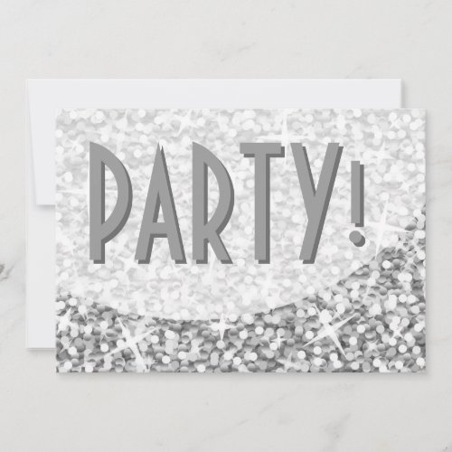 Glitz "Silver" curve 'Party!' invitation