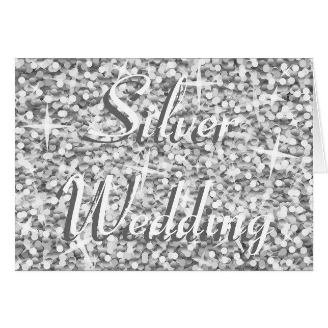 Glitz "Silver" 'Silver Wedding' card (Front Horizontal)