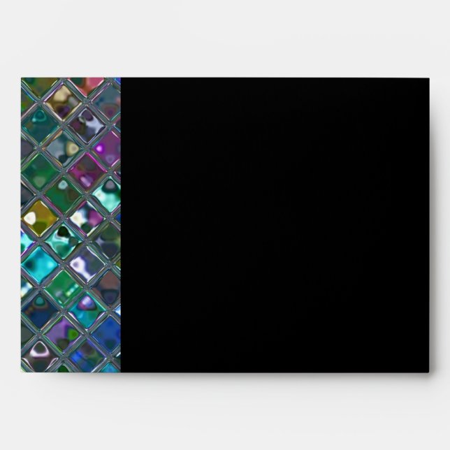 Glitz Tiles 2 Multicoloured A7 side stripe black Envelope (Front)