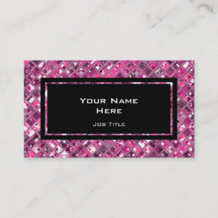 Glitz Tiles Hot Pink 1 black rectangle Business Card