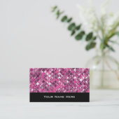 Glitz Tiles Hot Pink 1 business card black (Standing Front)