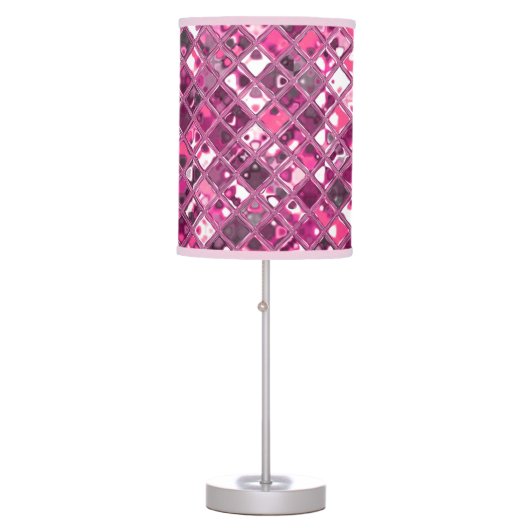 Glitz Tiles Hot Pink print table lamp (Front)