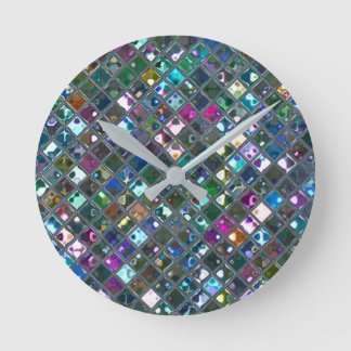 Glitz Tiles Multicoloured 2 print clock round