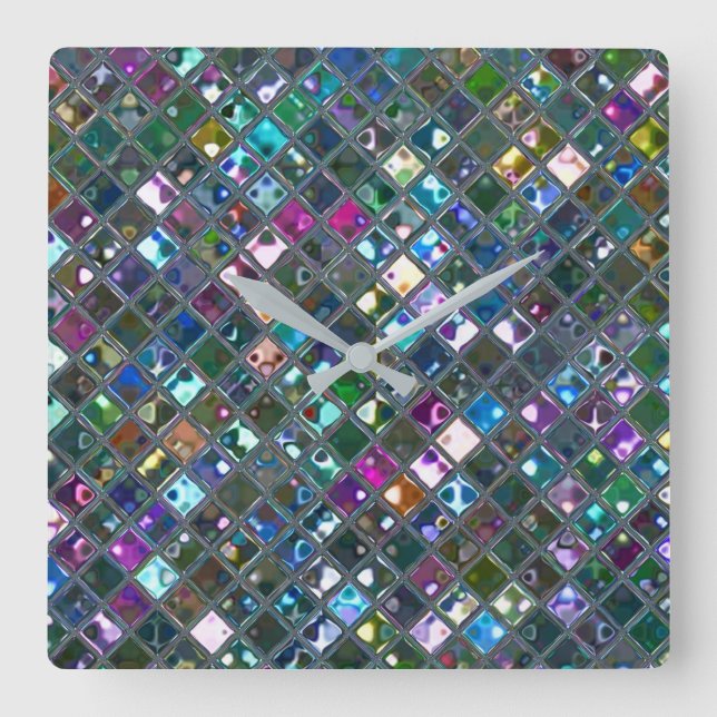 Glitz Tiles Multicoloured 2 print clock square (Front)