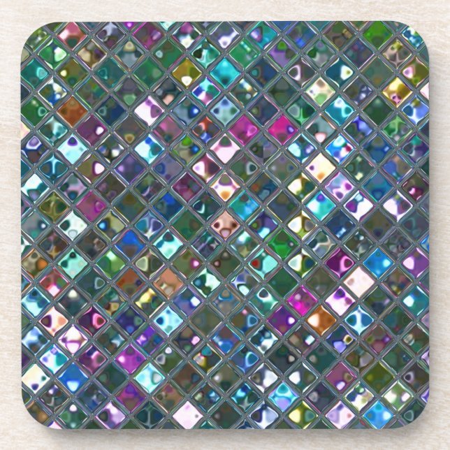 Glitz Tiles Multicoloured 2 print coaster set (Front)