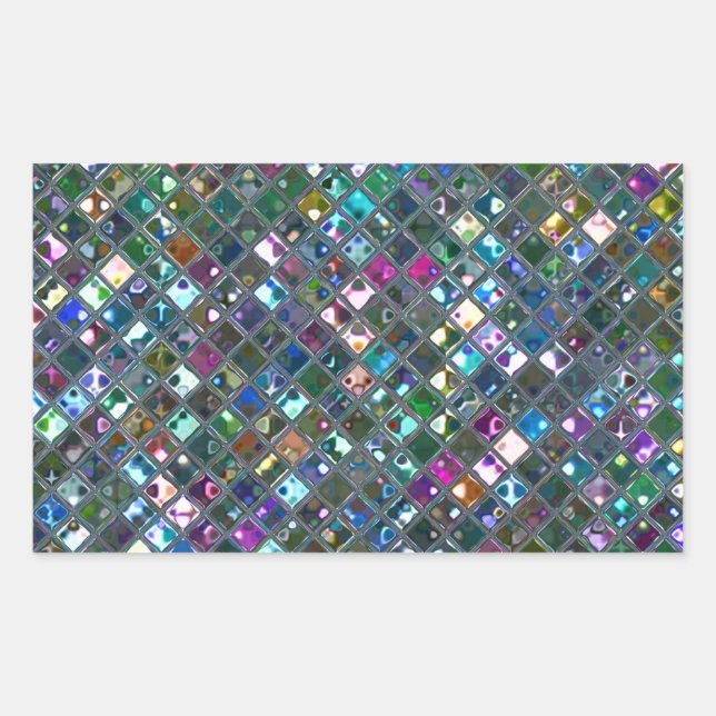 Glitz Tiles Multicoloured 2 print rectangle Rectangular Sticker (Front)