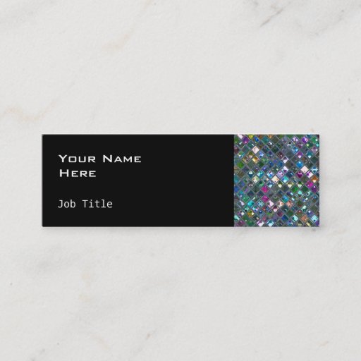 Customizable Glitz Tiles Multicoloured 2 side skinny black Business Card