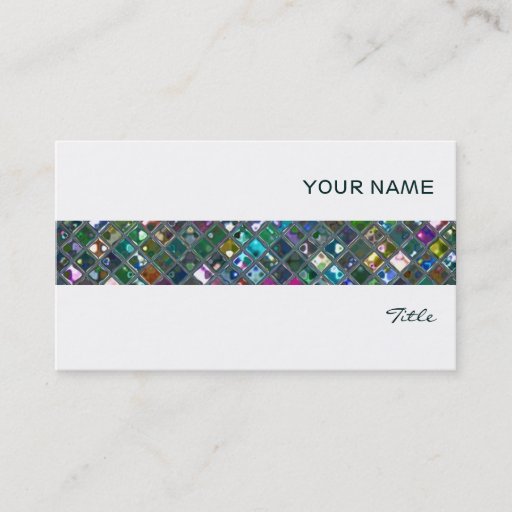 Customizable Glitz Tiles Multicoloured 2 tile stripe white Business Card Templates