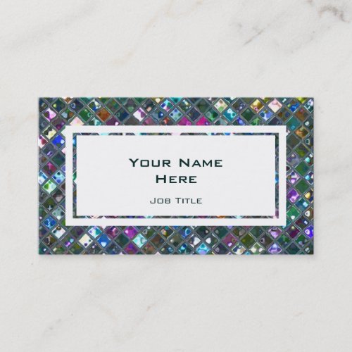 Glitz Tiles Multicoloured 2 white rectangle Business Card Template