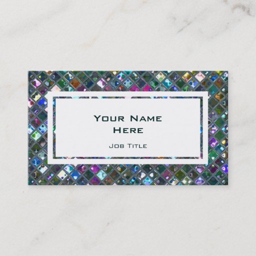 Customizable Glitz Tiles Multicoloured 2 white rectangle Business Card Template