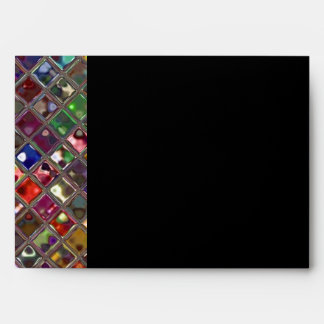 Glitz Tiles Multicoloured A7 side stripe black Envelope
