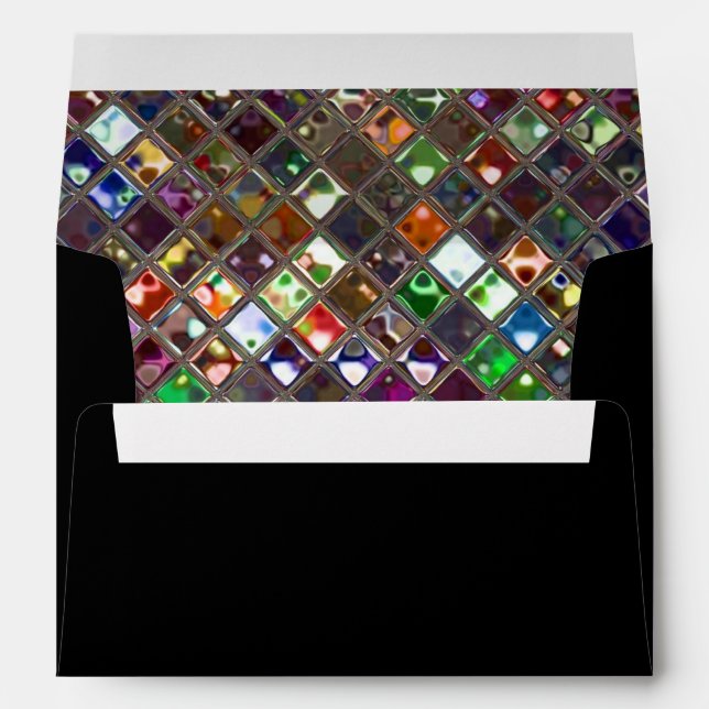 Glitz Tiles Multicoloured print envelope A7 black (Back (Bottom))