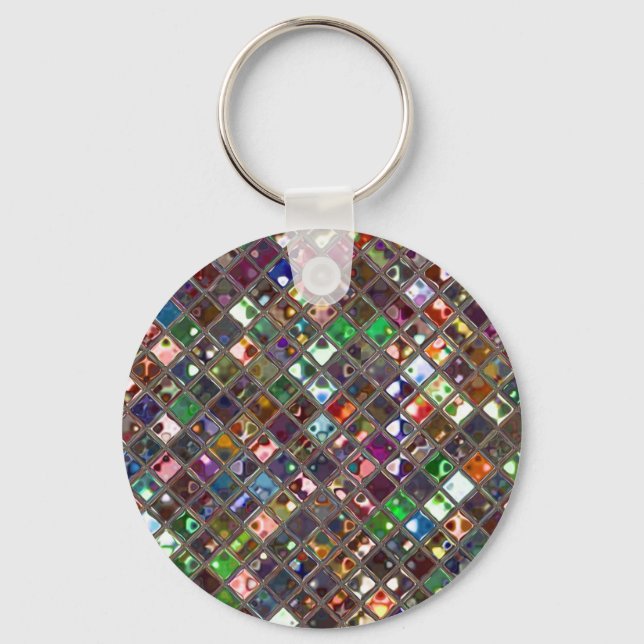 Glitz Tiles Multicoloured print key chain (Front)