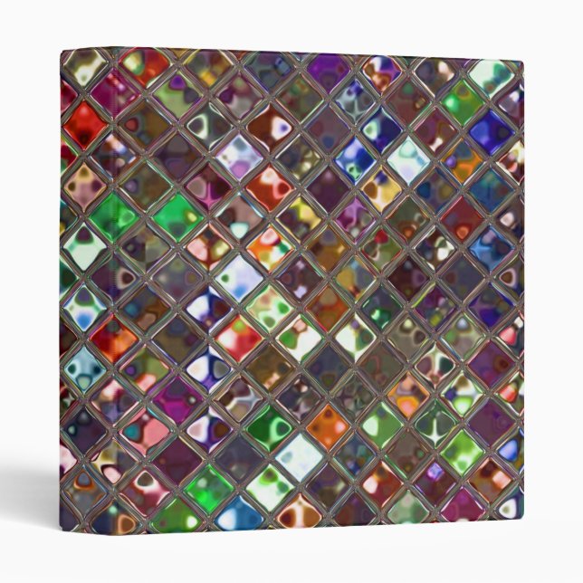 Glitz Tiles multicoloured print ring binder (Front/Spine)