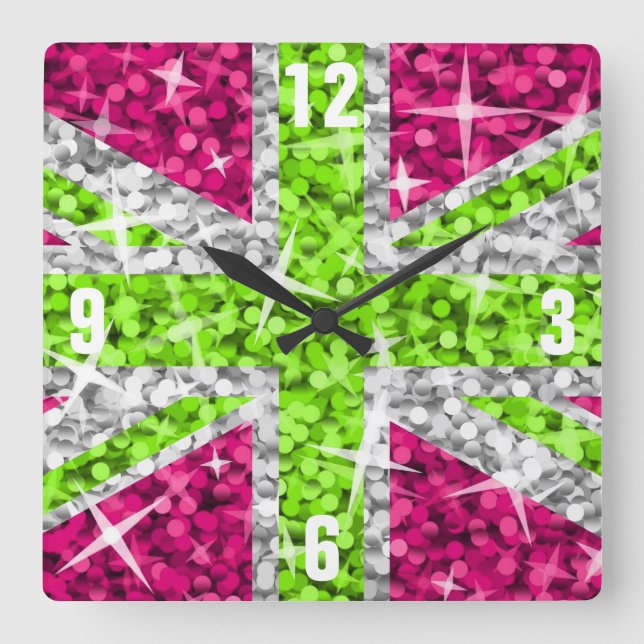 Glitz UK Lime 'Numbers' clock square (Front)