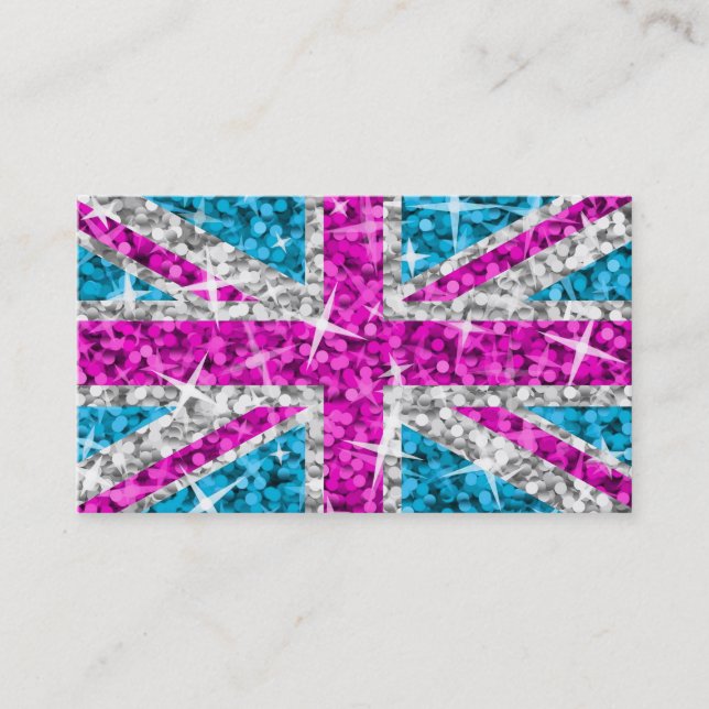 Glitz UK Pink business card template white (Front)